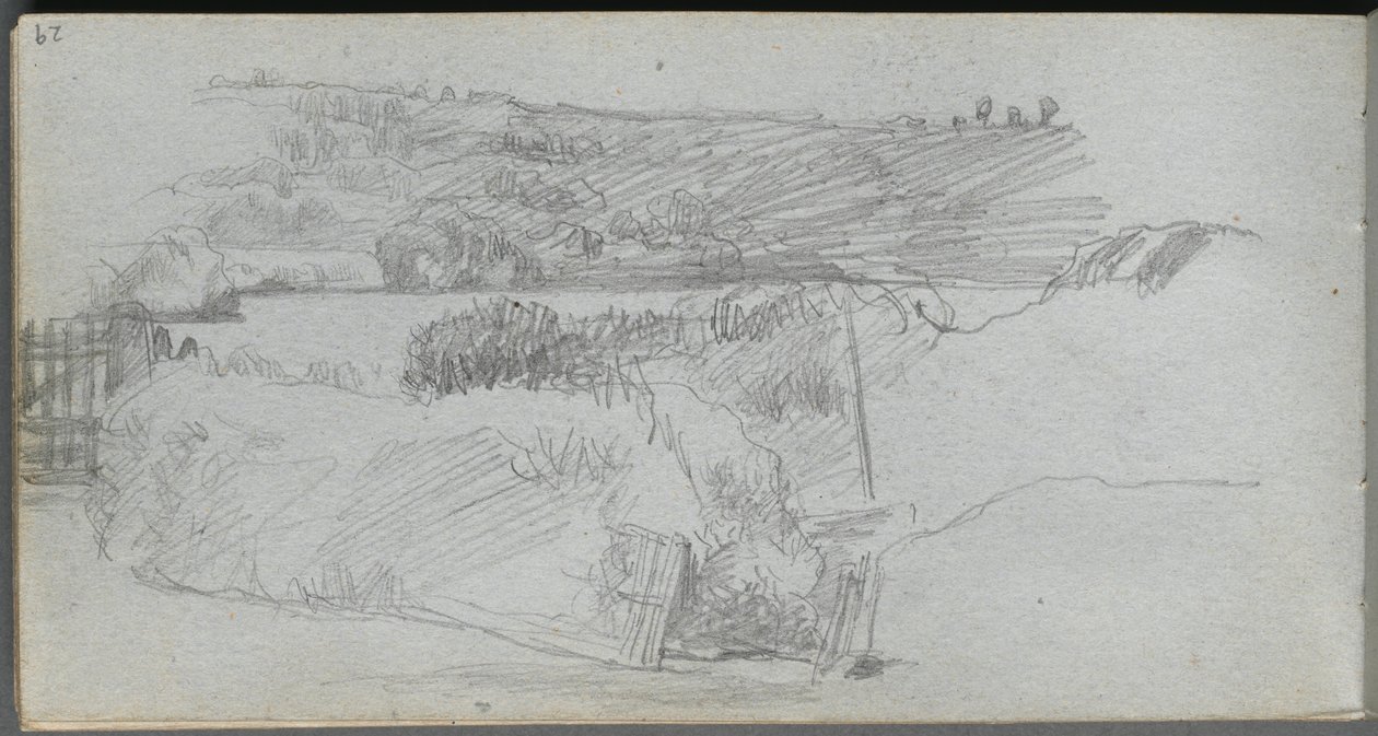 Náčrtník, strana 29: Krajinná studie. od Jean Louis Ernest Meissonier