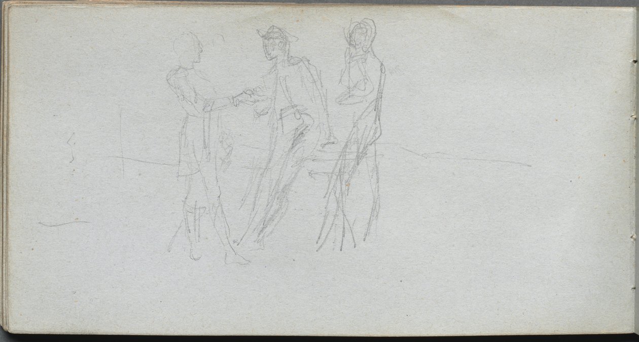 Náčrtník, strana 42: Tři obrázky. od Jean Louis Ernest Meissonier