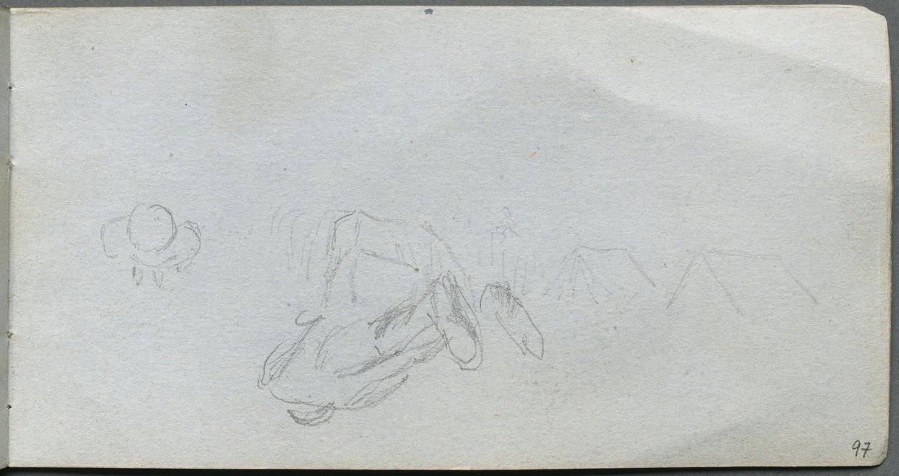 Skicák, strana 97: Studie postav, budov od Ernest Meissonier