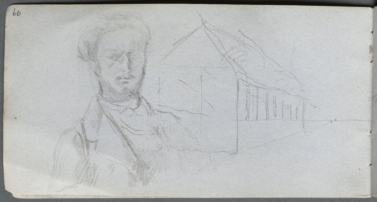 Náčrtník, strana 99: Studie obrázku, budova od Ernest Meissonier