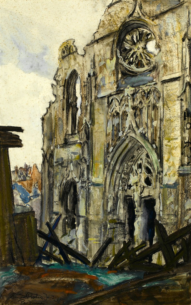 Peronne, 3.1.1919 (pastel a kvaš na papíře) od Ernest Procter