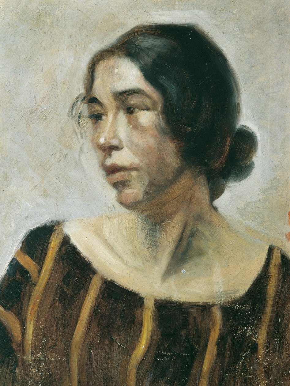 Dáma v pruhovaných šatech od Ernestine von Hüttenbrenner