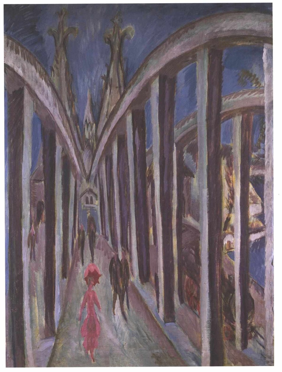 Most přes Rýn v Kolíně Němec: Rheinbrücke v Köln, Rheinbrücke bei Kolnn od Ernst Ludwig Kirchner