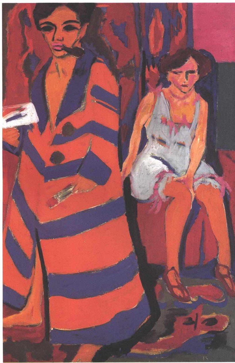  Autoportrét s modelemEnglish: Self-portrait with model (Autoportrét s modelem) od Ernst Ludwig Kirchner