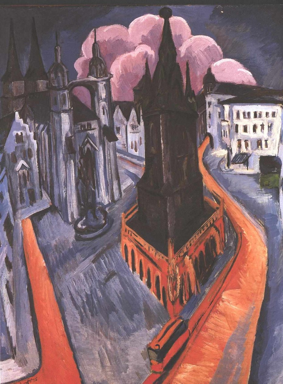 Červená věž v Halle od Ernst Ludwig Kirchner