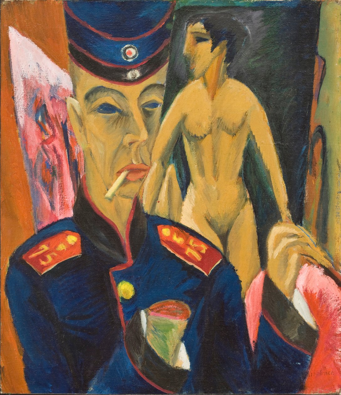 Autoportrét vojáka, 1915 od Ernst Ludwig Kirchner