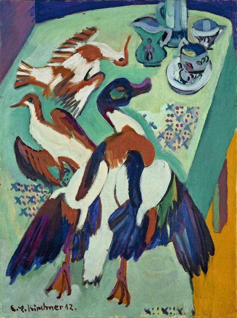 Zátiší s kachnou a bekasinou od Ernst Ludwig Kirchner