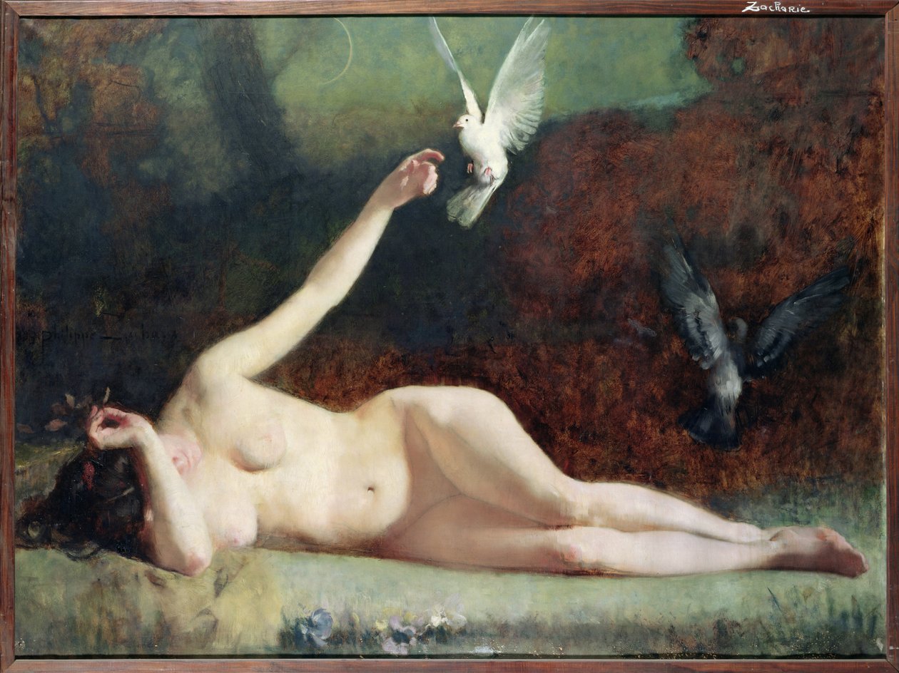 Žena s holuby, kolem roku 1883 od Ernst Philippe Zacharie