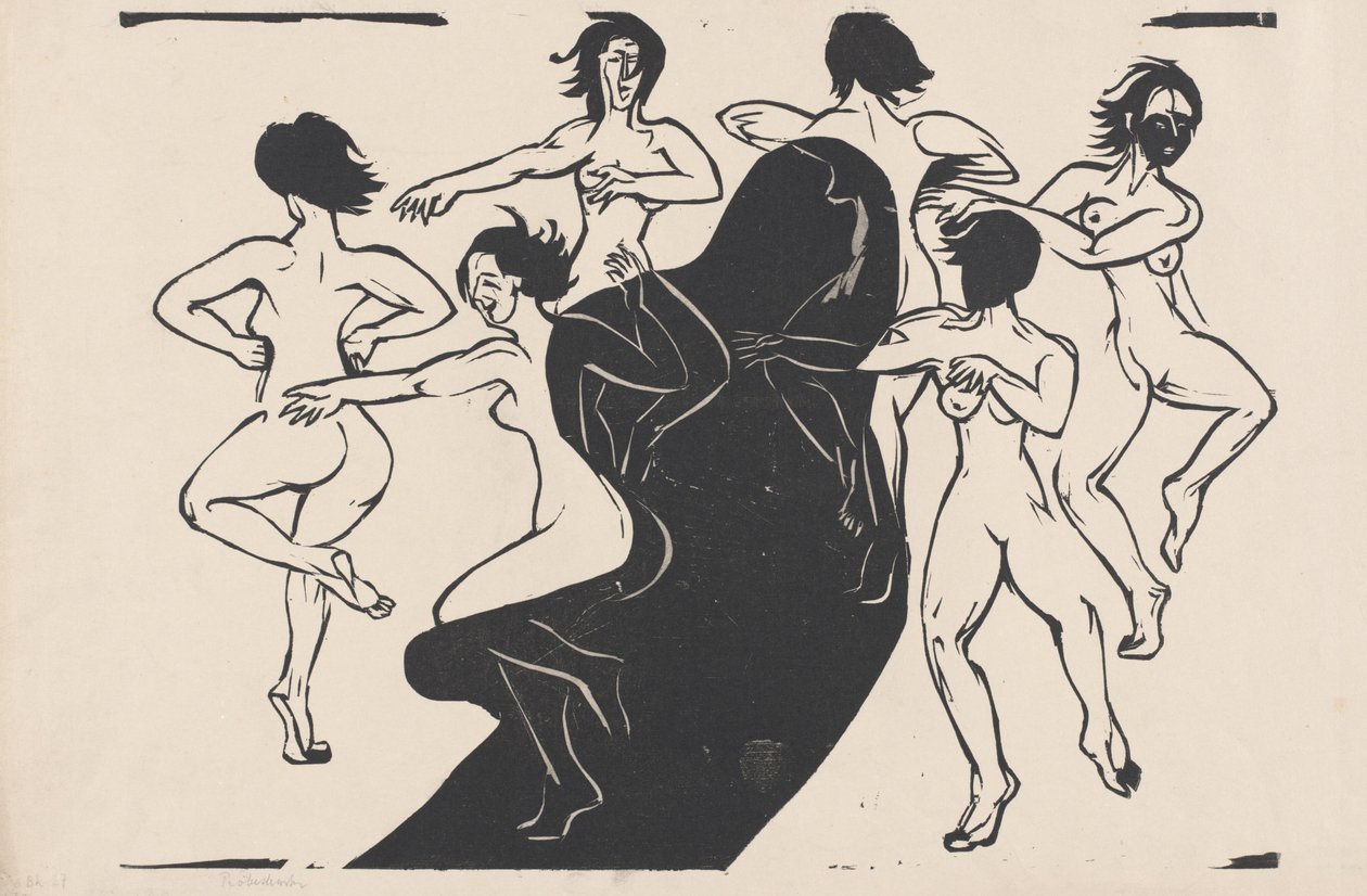Akty Dancing around a Shadow, 1936. od Ernst Ludwig Kirchner