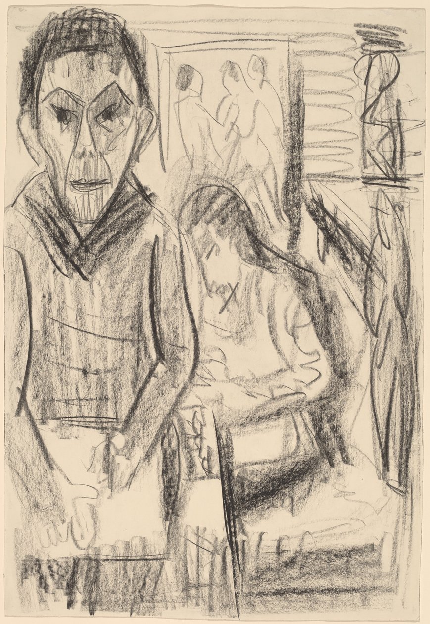 Autoportrét ve studiu, 1923. od Ernst Ludwig Kirchner