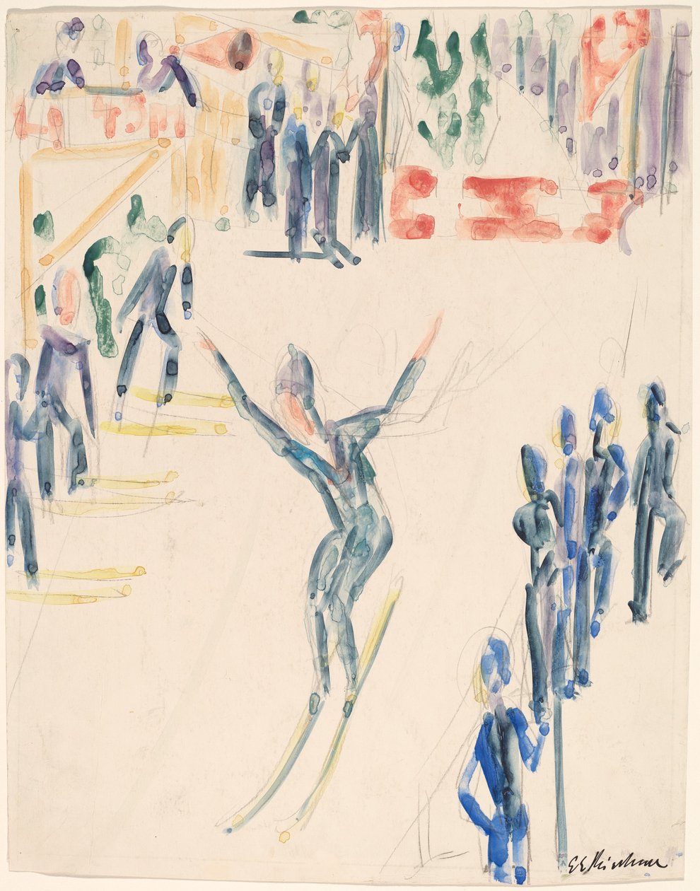 skokan na lyžích, c. 1936. od Ernst Ludwig Kirchner