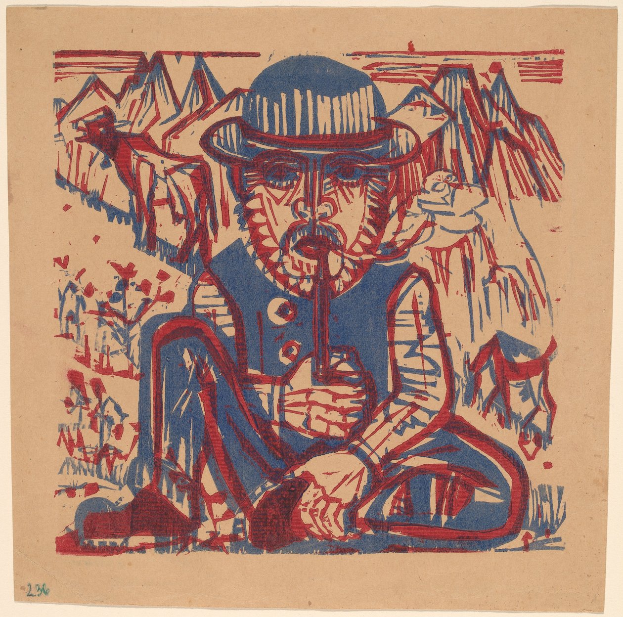 Kouření rolník. od Ernst Ludwig Kirchner
