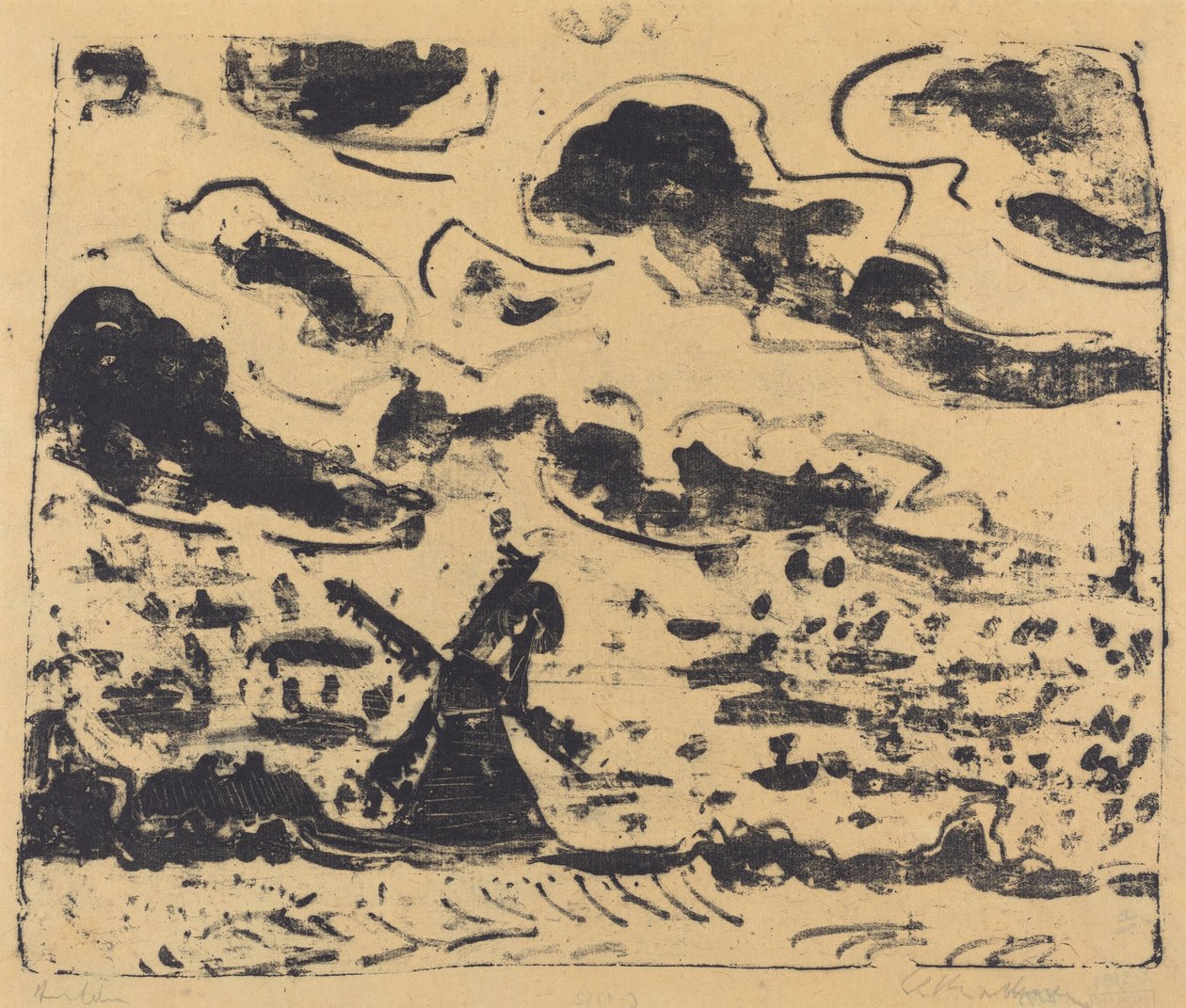 Větrný mlýn poblíž Burg na Fehmarn, 1908. od Ernst Ludwig Kirchner