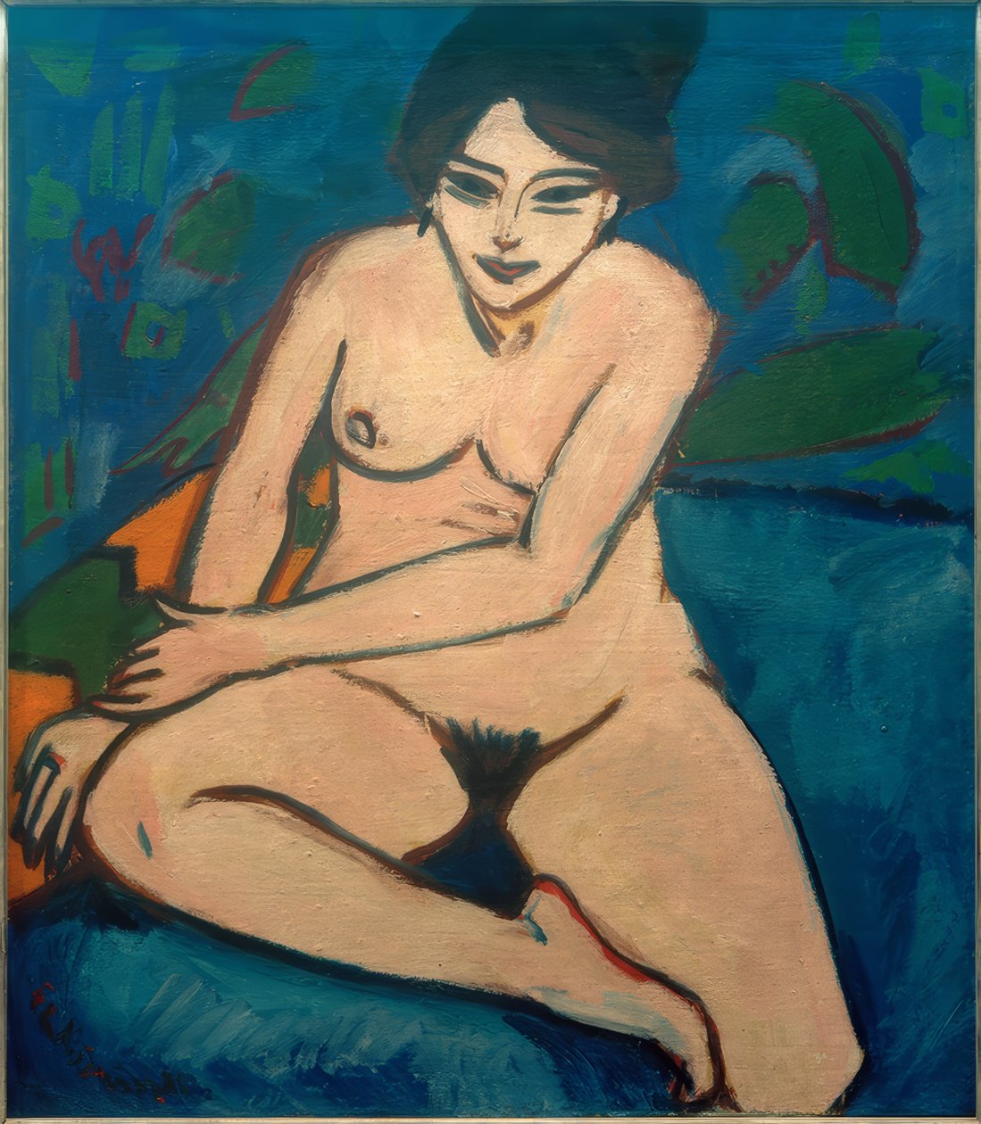 Nahá na modrém pozadí od Ernst Ludwig Kirchner