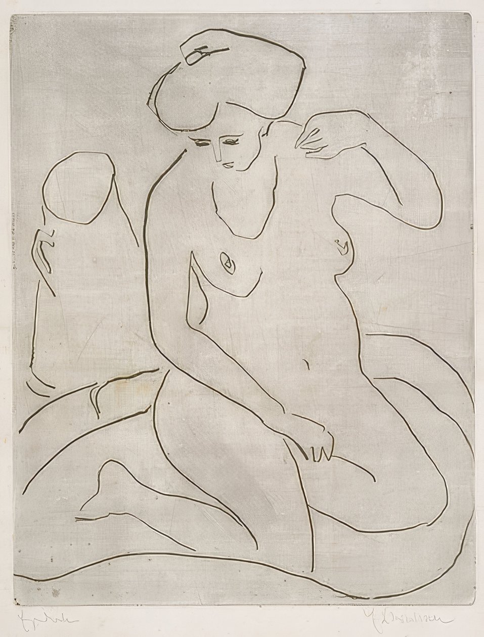 Akt ve vaně s náhrdelníkem. 1909 od Ernst Ludwig Kirchner
