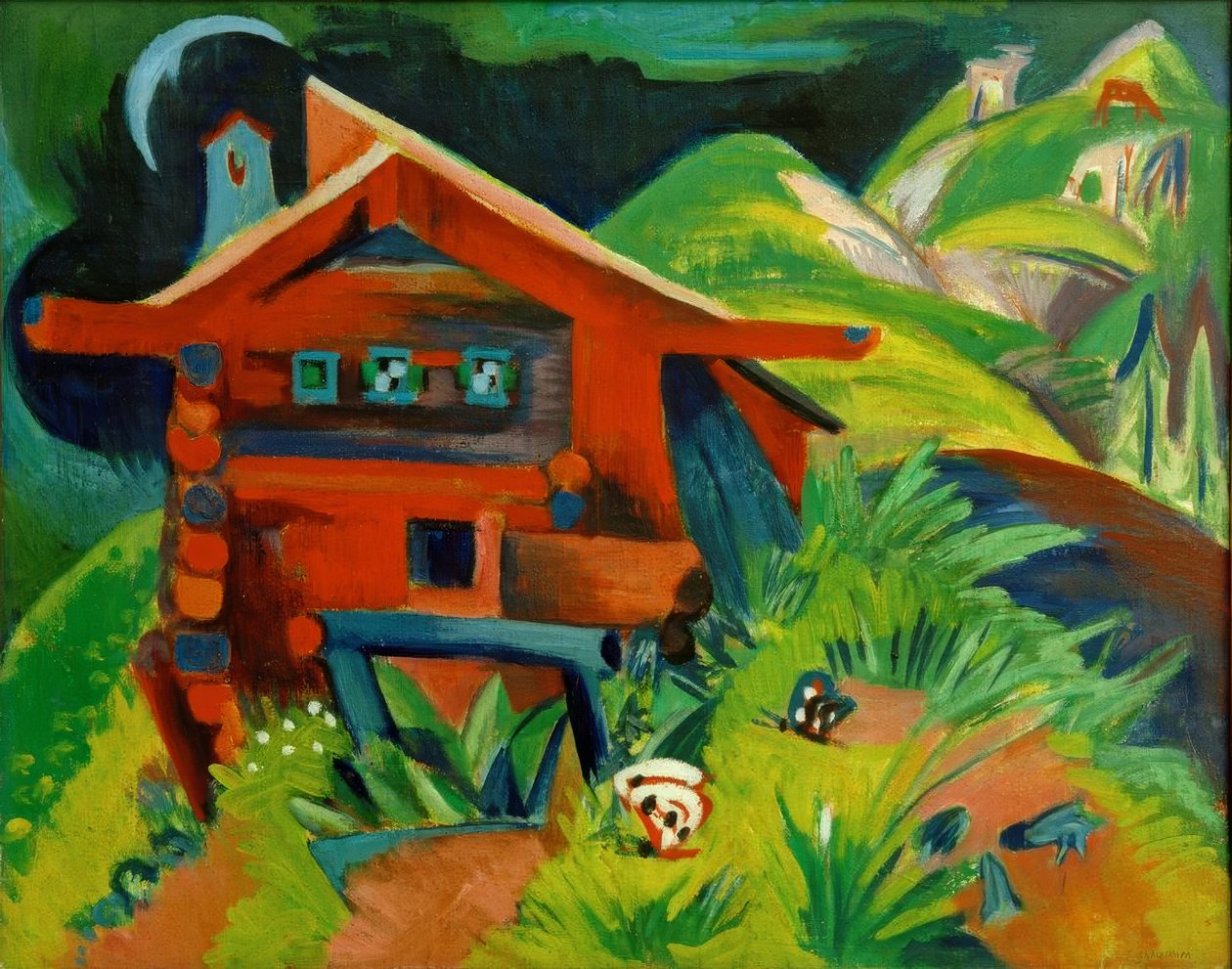 Alpská chata; Červený alpský domek od Ernst Ludwig Kirchner