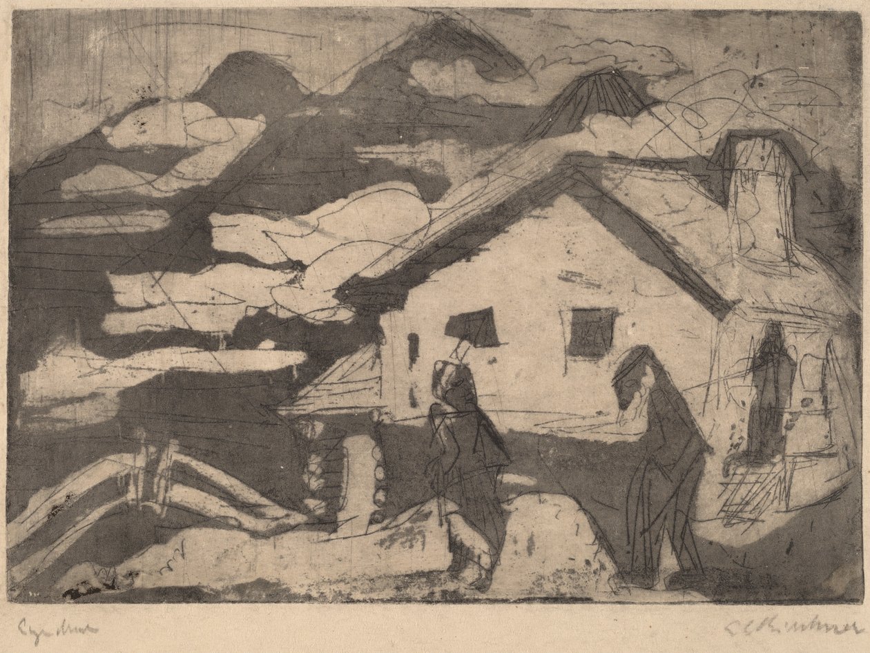 Alpské chaty v mlze od Ernst Ludwig Kirchner