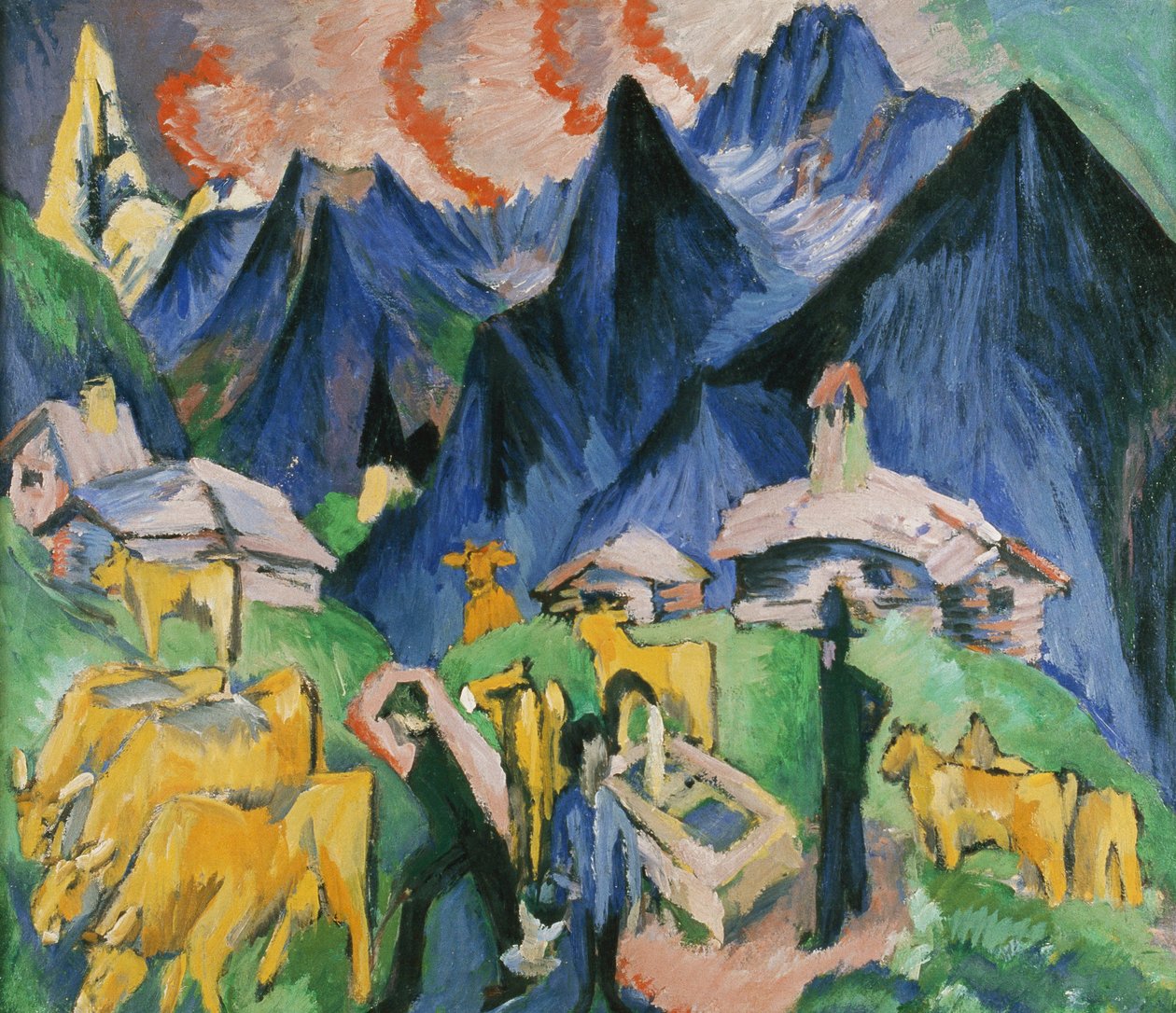 Alpleben, Triptych; Alpleben, Triptychon, 1918 od Ernst Ludwig Kirchner
