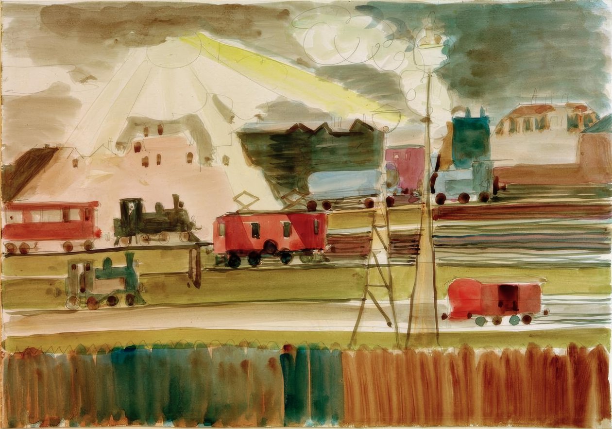 Nádraží, když slunce zapadá od Ernst Ludwig Kirchner