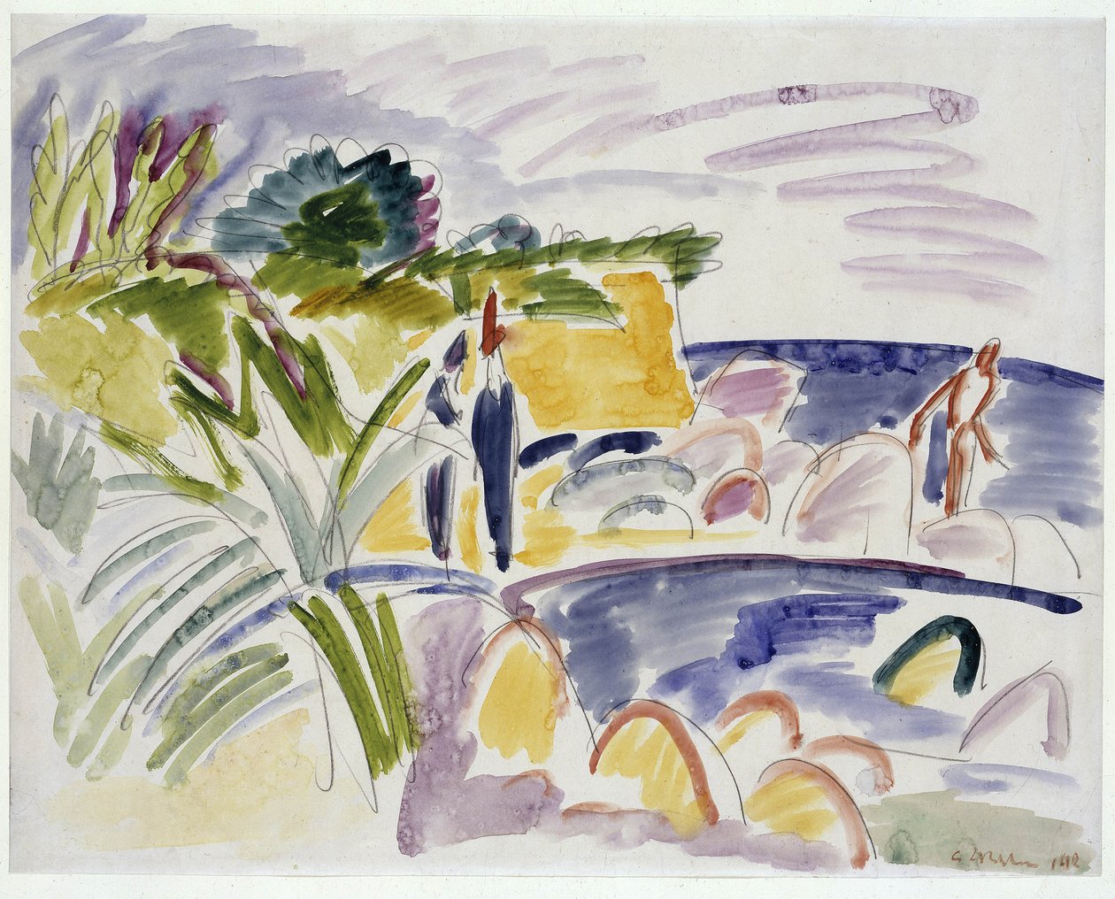 Pláž ve Fehmarnu, 1913 od Ernst Ludwig Kirchner