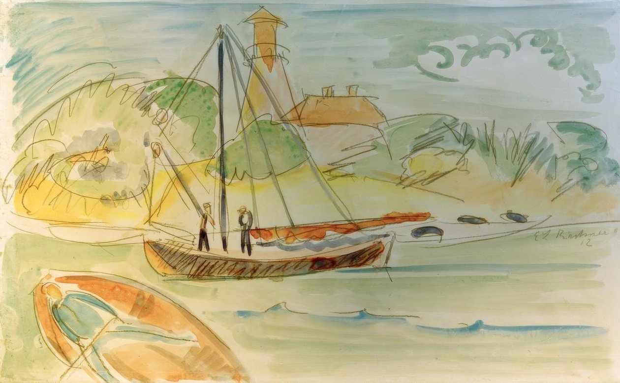 Fehmarnské pobřeží s majákem od Ernst Ludwig Kirchner