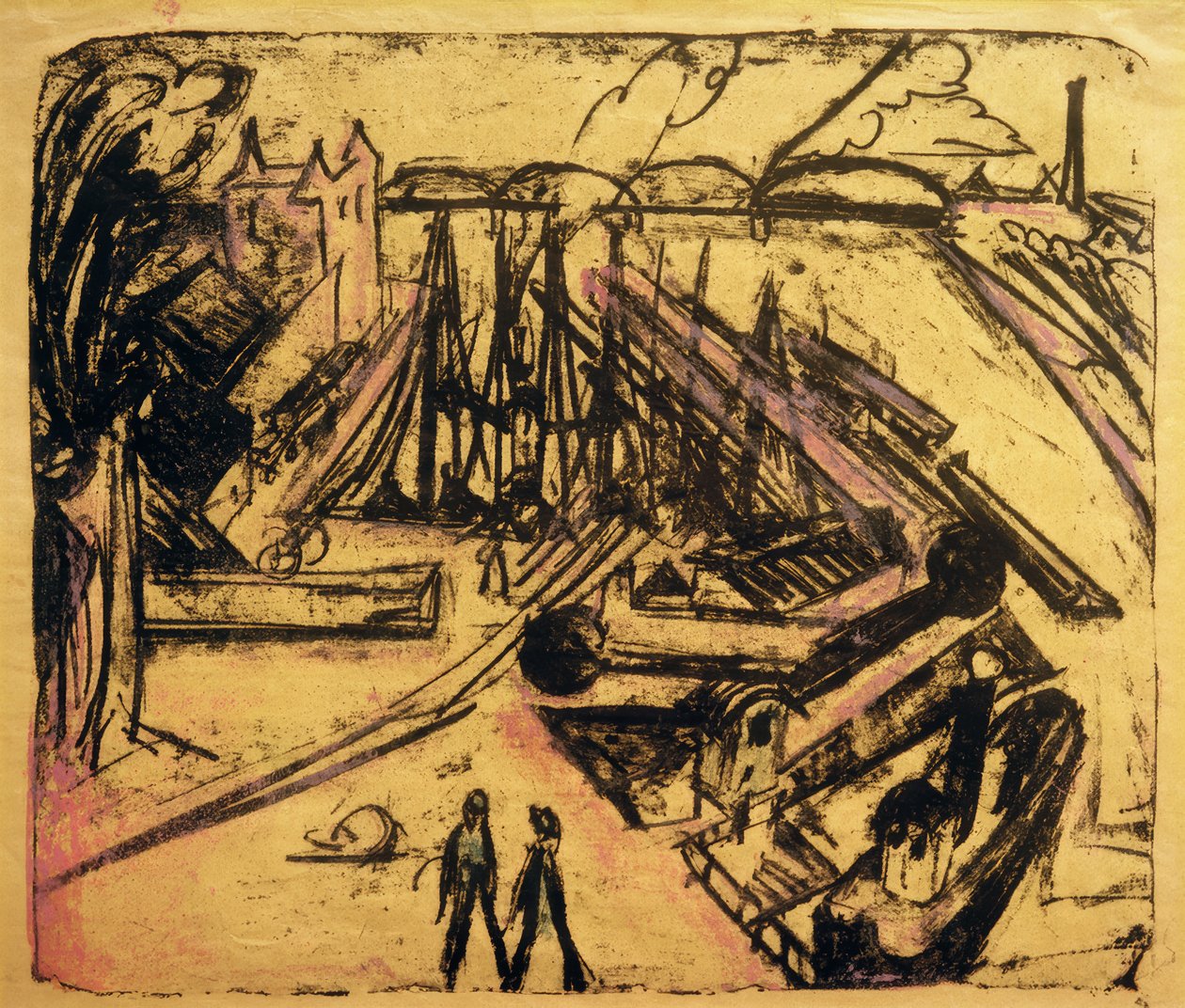 Freihafen Frankfurt nad Mohanem od Ernst Ludwig Kirchner