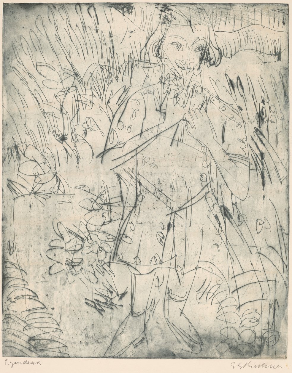 Dívka s květinami od Ernst Ludwig Kirchner