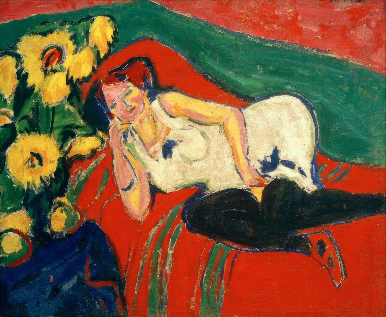 Ležící žena v bílé košili od Ernst Ludwig Kirchner