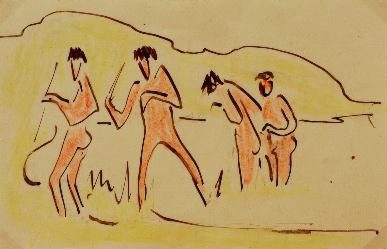 Koupající se házení rákosí od Ernst Ludwig Kirchner