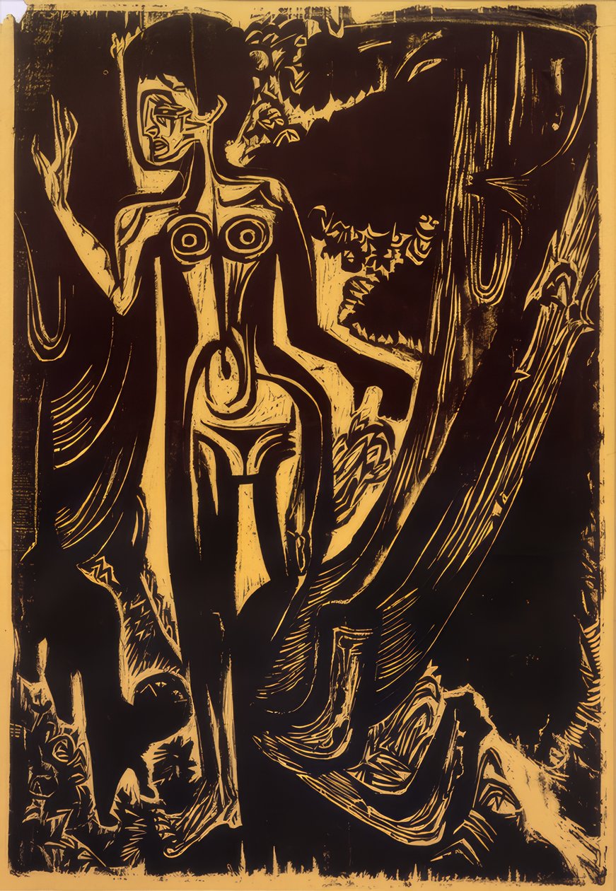 Nahá žena v lese od Ernst Ludwig Kirchner