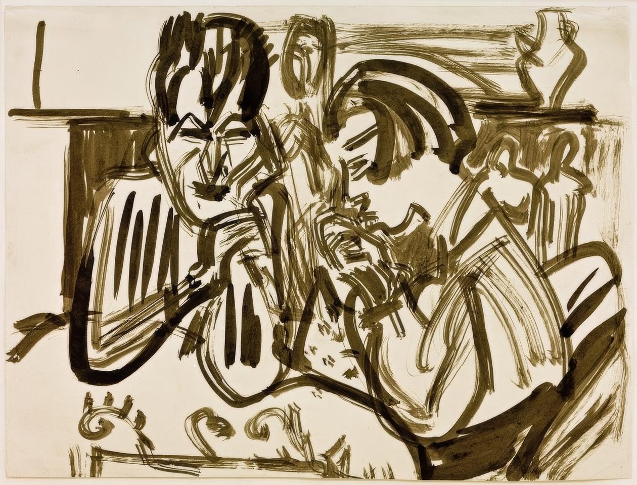 Pár u stolu od Ernst Ludwig Kirchner