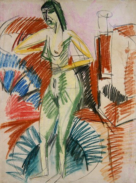 Stojící ženský akt, ve vaně od Ernst Ludwig Kirchner