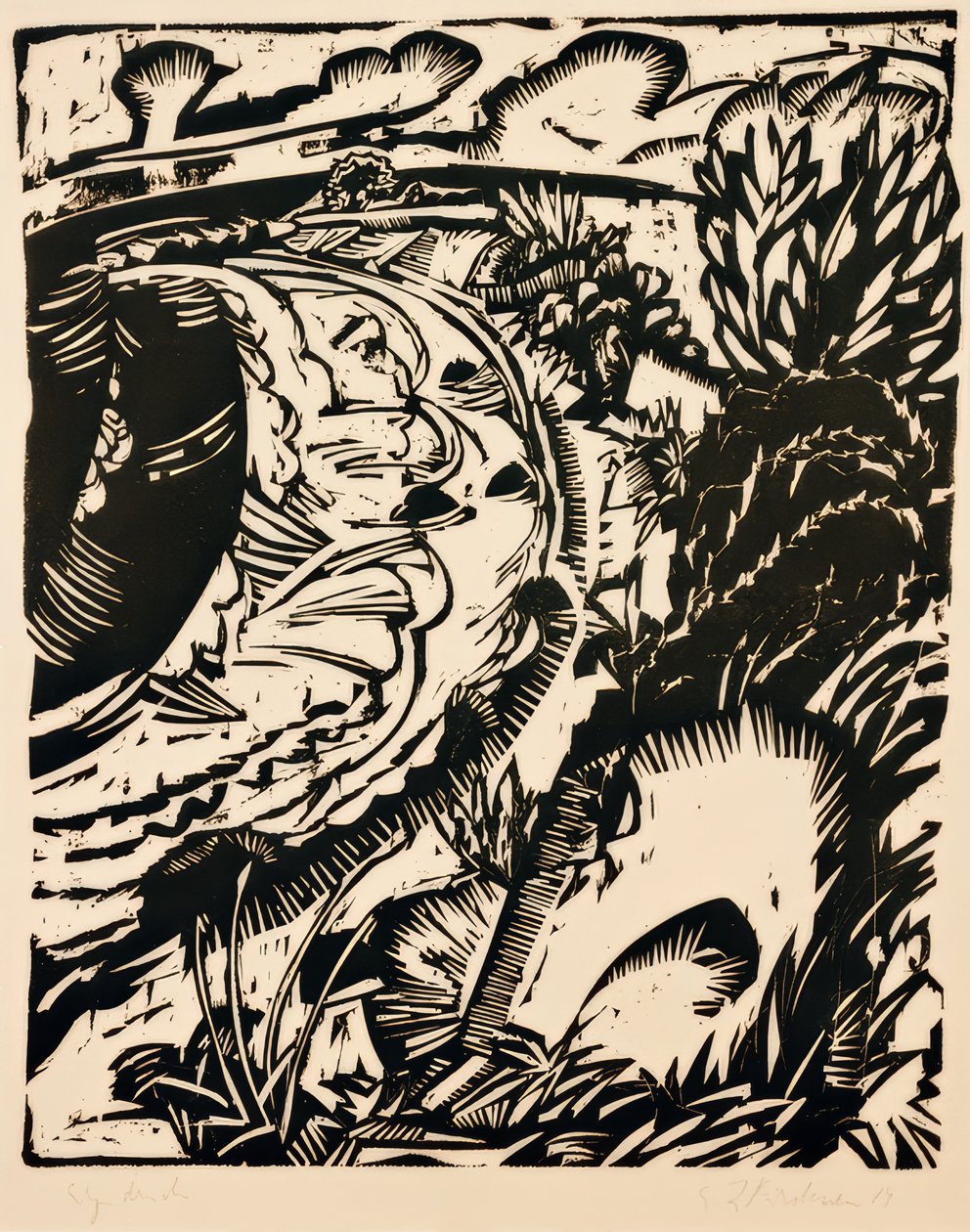Strmé pobřeží s kulatým zálivem od Ernst Ludwig Kirchner