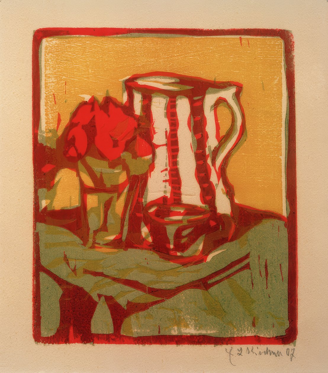 Zátiší s džbánem a květinami od Ernst Ludwig Kirchner