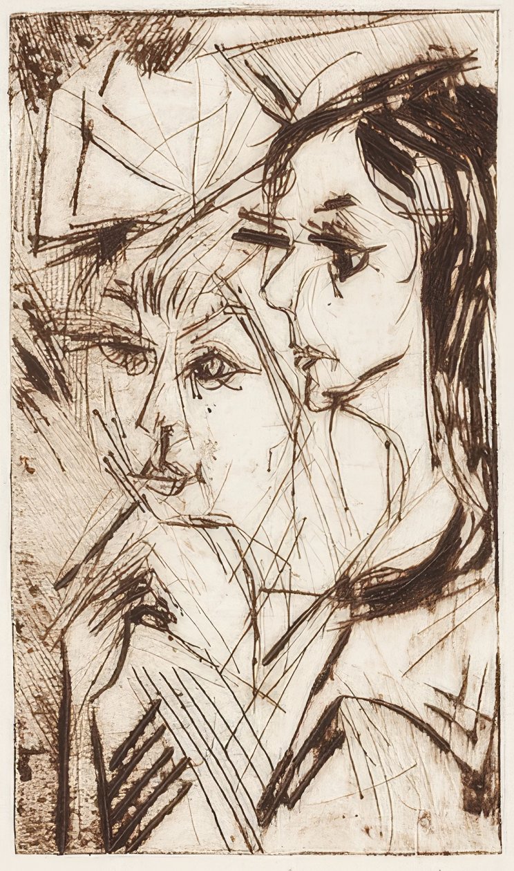 Hlavy dvou dívek. 1919 od Ernst Ludwig Kirchner