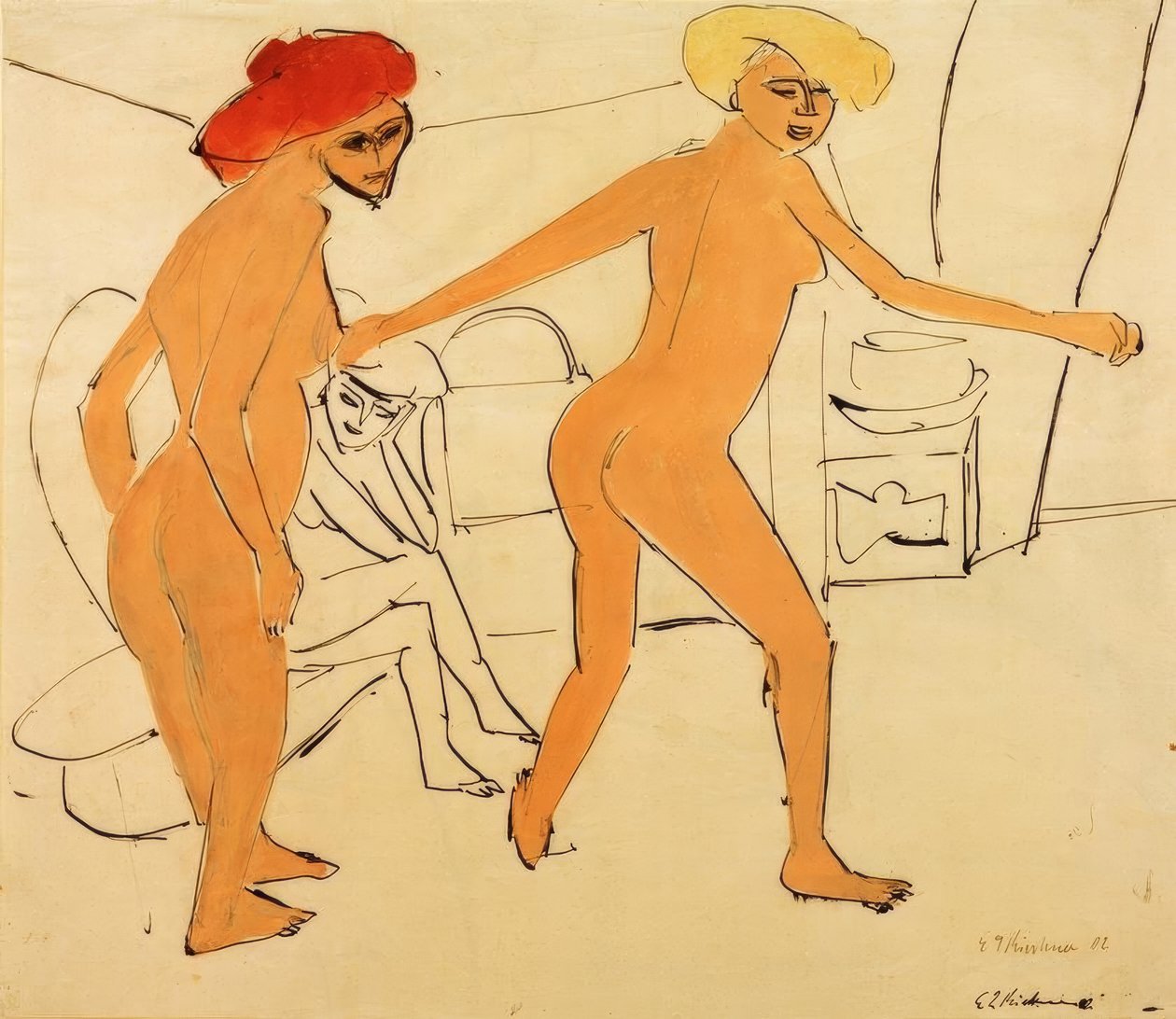 Dva nazí tanečníci od Ernst Ludwig Kirchner