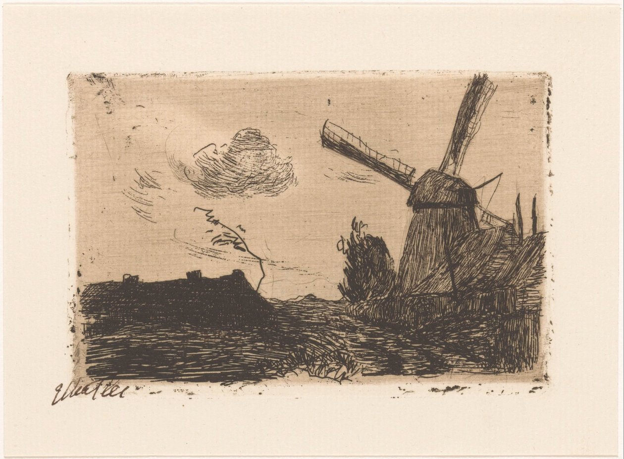 Mlýn na farmě od Etha Fles (signed by artist)