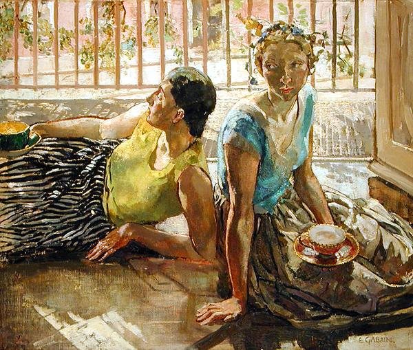 Dvě dívky, kolem roku 1935 (olej na plátně) od Ethel Gabain