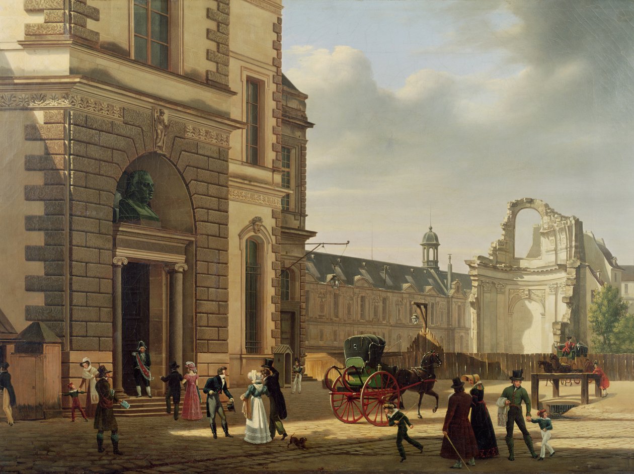 Vchod do Musée de Louvre a kostela St. Louis, 1822 od Etienne Bouhot