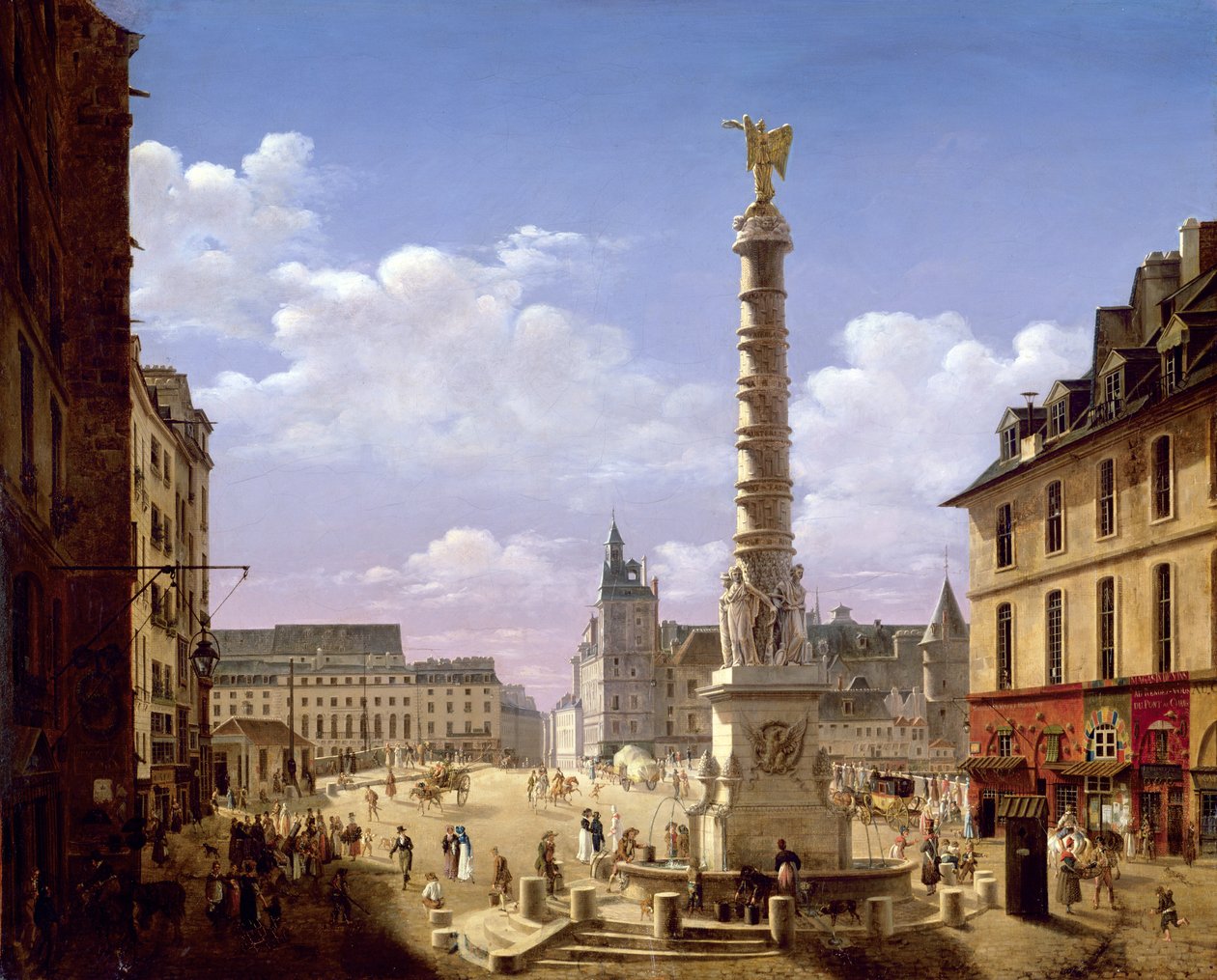 Fontána na Place du Chatelet, Paříž, 1810 od Etienne Bouhot