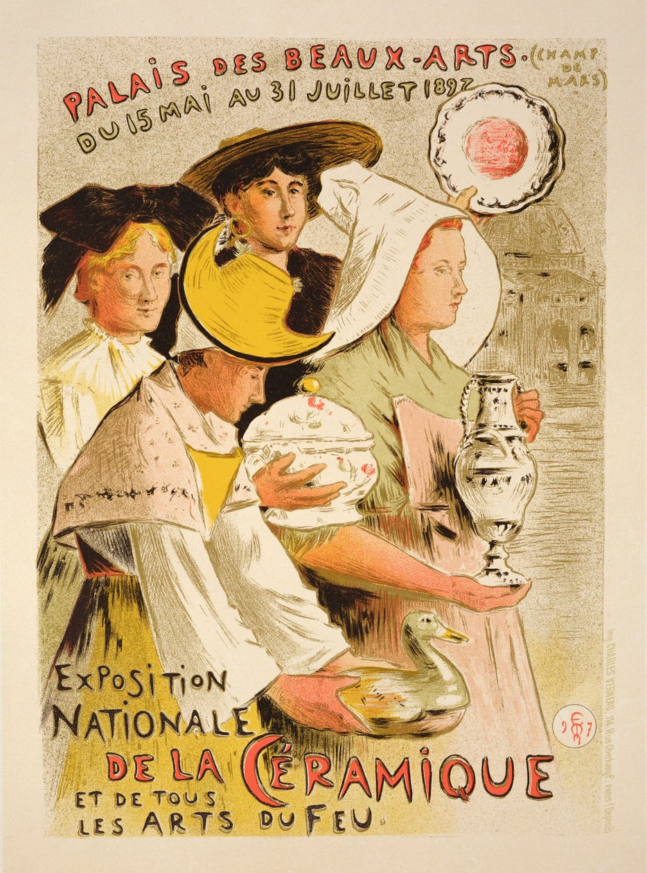 Reprodukce plakátu propagujícího "Národní výstavu keramiky", 1897 od Etienne Moreau Nelaton