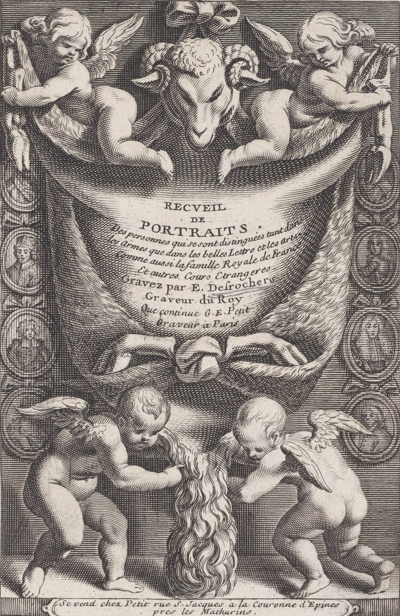 Frontispis ze sbírky portrétů, 1714-41. od Etienne Desrochers