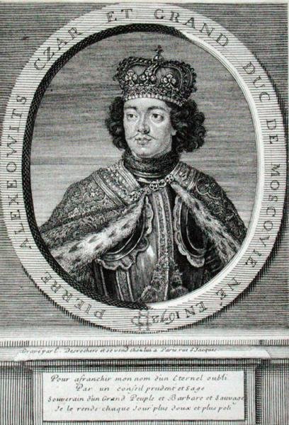 Petr I. (1672-1725) (rytina) od Etienne Jehandier Desrochers