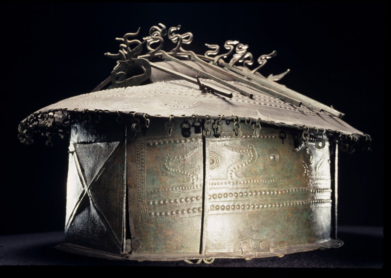 Villovan pohřební urna ve tvaru chýše (bronzová) od Etruscan