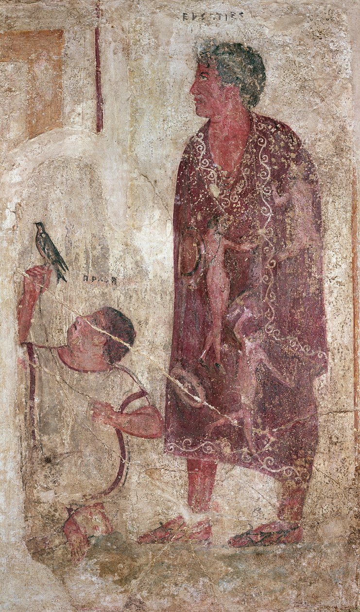 Vel Status a jeho otrok (nástěnná malba) od Etruscan Etruscan
