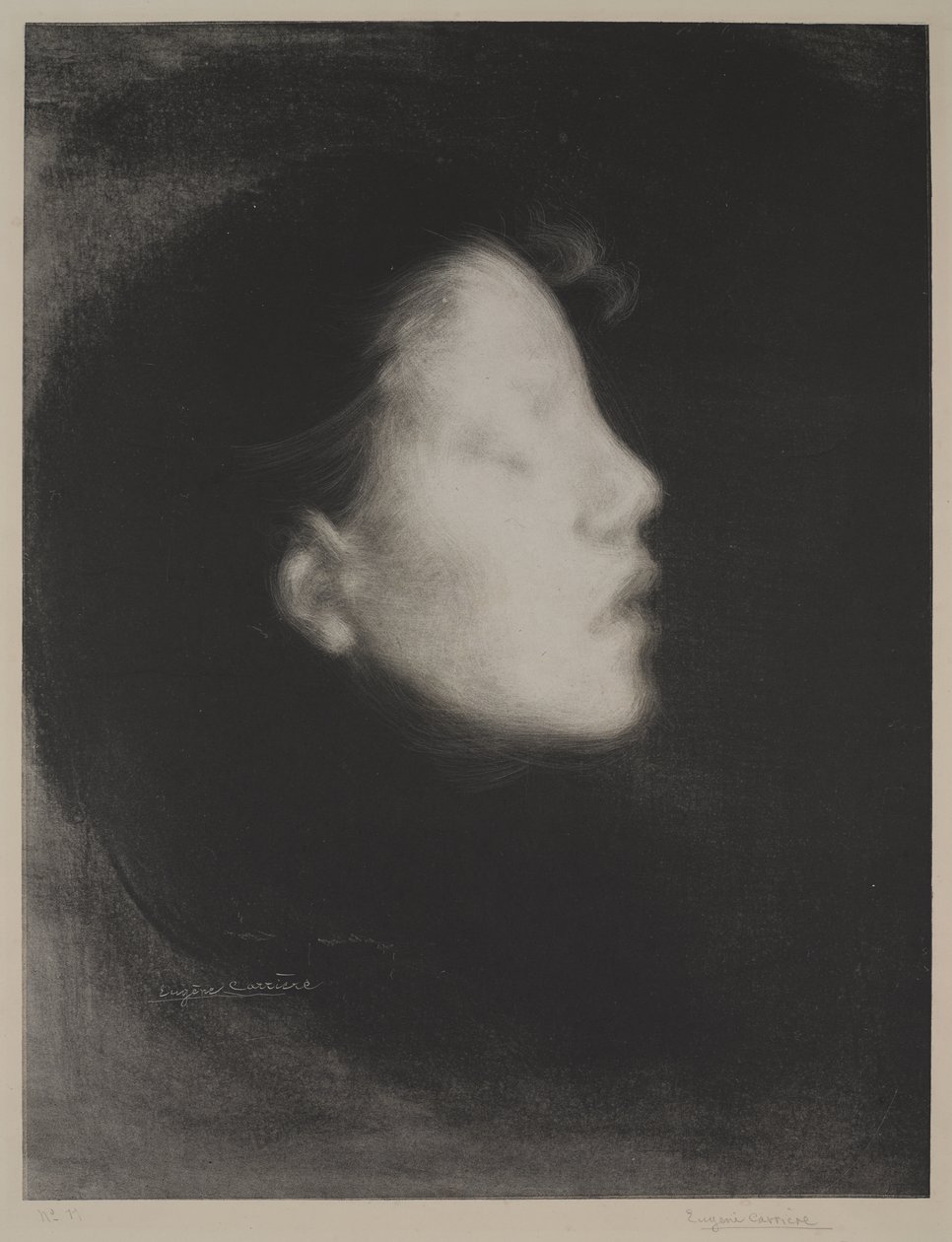 Nelly Carriere (Tete de femme), 1895 (litografie na tkaném papíře) od Eugène Carrière