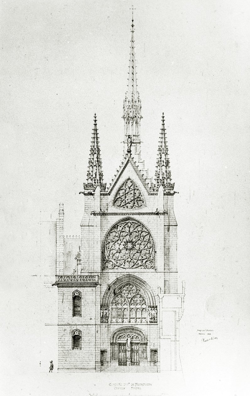 Kresba pro restaurování kaple, Château de Pierrefonds, 1864 od Eugene Emmanuel Viollet le Duc