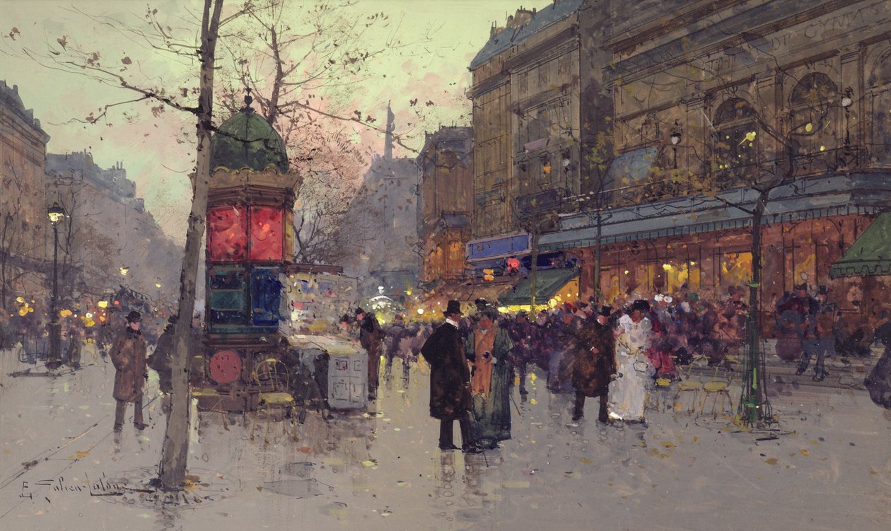 Paříž pouliční scéna od Eugene Galien Laloue