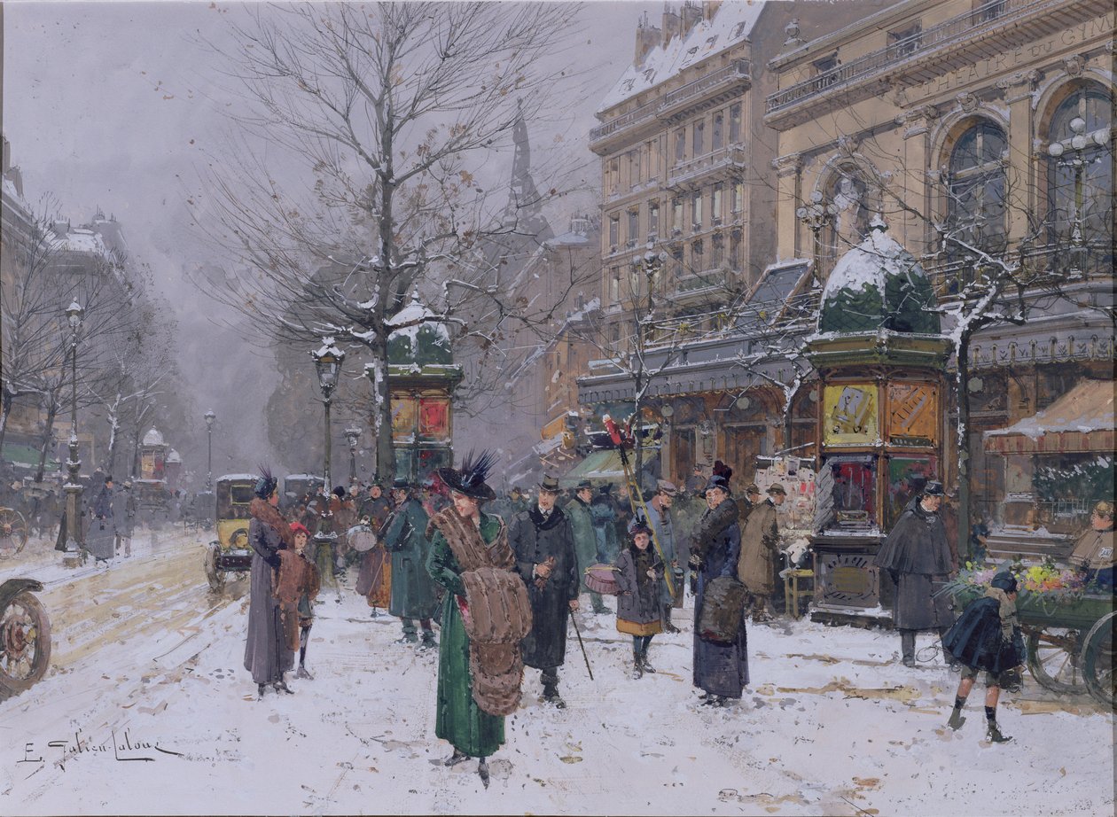 Pařížská pouliční scéna od Eugene Galien Laloue