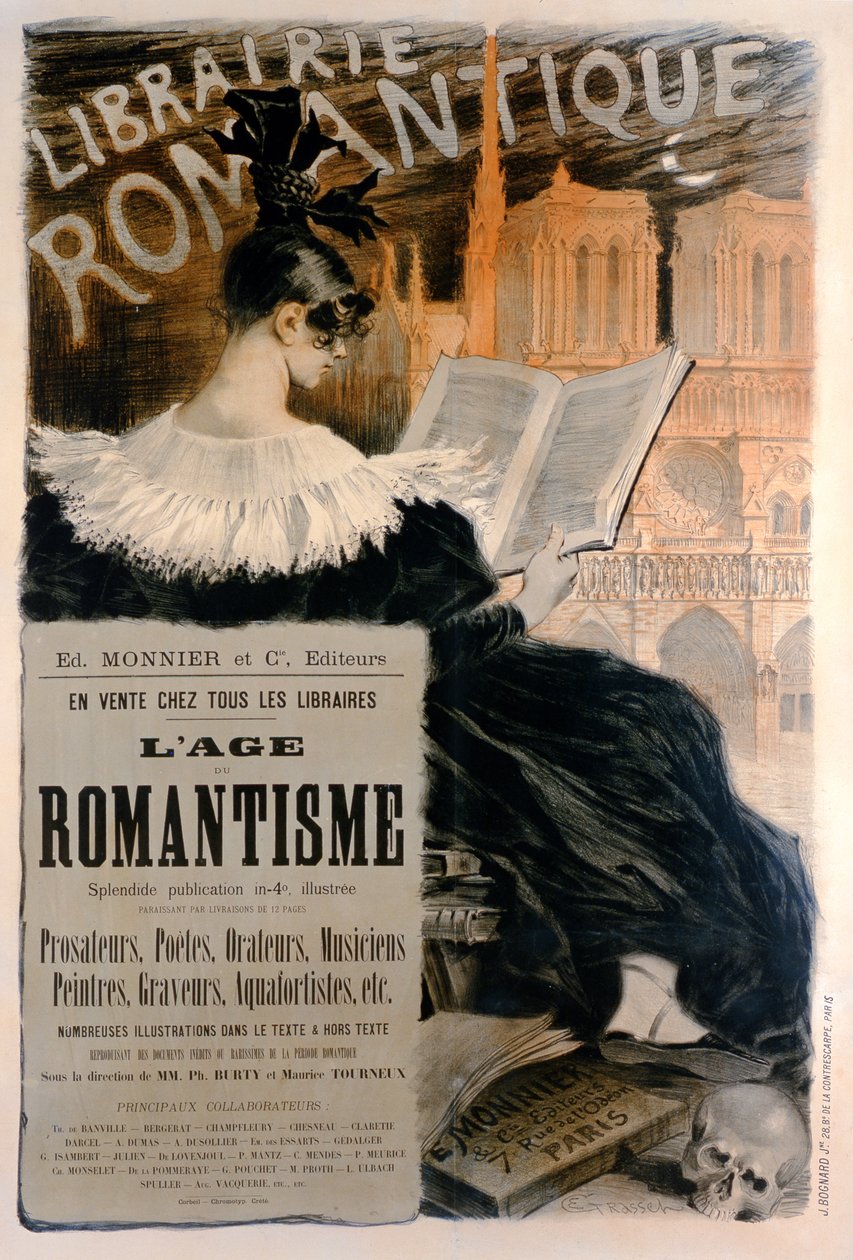 Plakát "Librairie Romantique" propagující sérii knih o dějinách romantismu, 1887. od Eugene Grasset